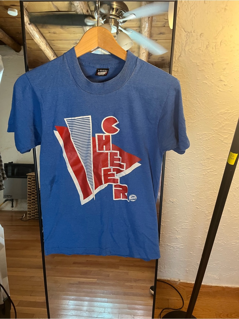 Vintage-Style Blue Graphic Cheer T-Shirt